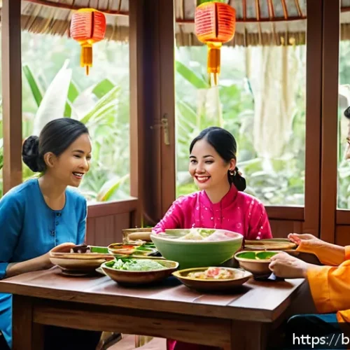 Home 13 베트남과 한국의 문화 차이 - A warm Vietnamese family scene set in a traditional home, showing a diverse group of people respectf...